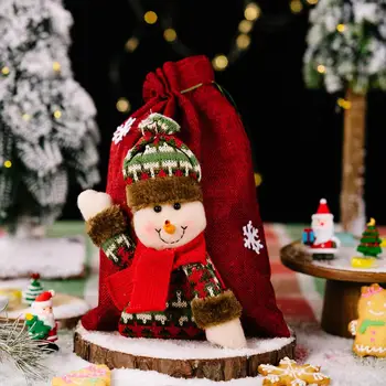 Privlačna Dobro Vesel Božič Sladkarije Gift Bag Torbica za Shranjevanje Oko-lov Božič Vrvico za zavezovanje Vreče Odporne na Obrabo za Gospodinjstvo