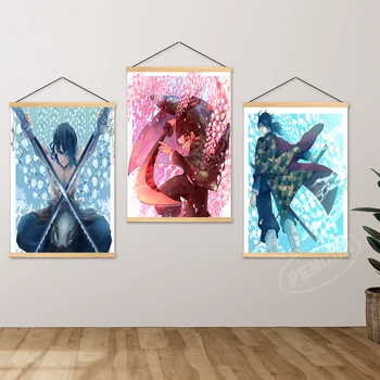 Platno Slikarstvo Hd Demon Slayer Natisnjeni Lesene Visi Anime Doma Dekoracijo Kamado Nezuko Slike Plakat Wall Art Dnevna Soba
