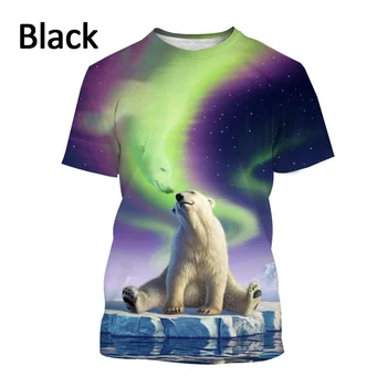 Moške Kratke oplaščeni T-shirt Osebnosti, Priložnostne Spolne Krog Vratu T-shirt Poletje Moda Nove Smešno Živali, Polarni Medved 3d Tiskanje