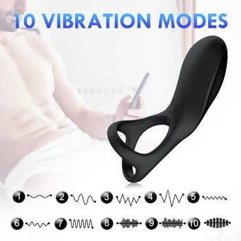 10 Načini Vibrator Penis Prstan Klitoris Stimulator Zamudo Izliv Pari G-Spot Vibrator Dvojno Petelin Obroč Spolnih Igrač za Moške