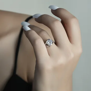 HOYON Z GRA 1arat D barvo VVS Moissanite s925 srebrni prstan za ženske, nakit modni odpiranje diamantni poročni prstan ženski brezplačno