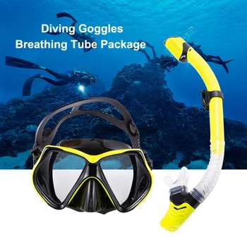 Potapljaške Maske za Potapljanje Dih Cevi Nastavite Tekoče Silikona Anti-Fog PC Kaljeno Steklo Objektiva, Potapljanje, Plavanje Očala Za Unisex