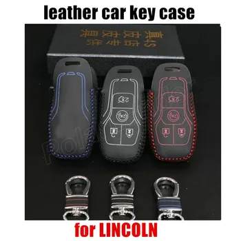 Samo Rdeča tovarniško ceno vroče prodaje Usnja avto ključ primeru šivanje strani avto ključ pokrov so primerni za FORD LINCOLN MKZ MKC MKS,