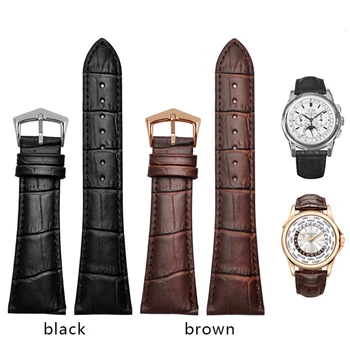 Za vse blagovne znamke watchband Watch trak 25 mm velika širina Black brown Mens Pristen cowhide Usnje Pasu zapestnice Nepremočljiva in orodja