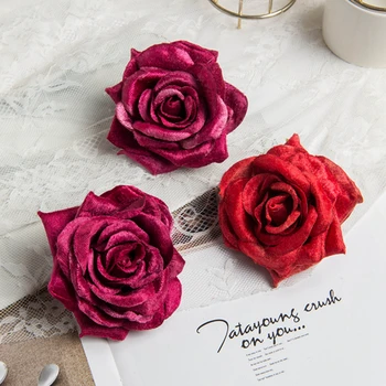 100 kozarcev Umetno Cvetje, Poročni Dekorativne Rože Božični Venec Diamond Žamet Rose Debelo Pompom Pokrivala Doma Dekor