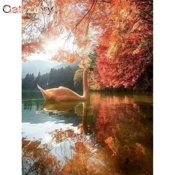 GATYZTORY 40x50cm Uokvirjena Barvanje Z Številkami Jeseni Krajinske Slike S Številko Ročno Poslikane Edinstveno Darilo Doma Dekor Umetnine