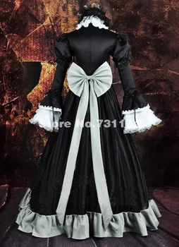 NA PRODAJO Black Gothic Viktorijanski Lolita Obleko Ženske Dolžina Tal Državljanske Vojne Srednjeveški Renaissance Obleka za Halloween Kostum