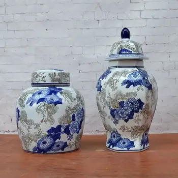 Caicai, Tao novi Kitajski modri in beli porcelan dekorativne keramične okraski bor vzorec tank modela hiše dnevna soba deco