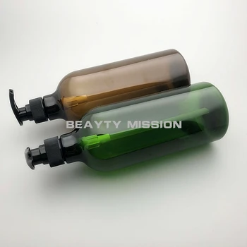 LEPOTA NALOGA 1000ML Zelena Rjava Prazno Losjon Črpalka Šampon Steklenice lahko ponovno polnijo Kozmetično Embalažo, Posodo