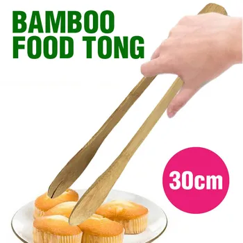 Bambus Hrane Tong 30 cm 12 Bambusa, opekač za kruh Kuhinja Orodje Set za Kuhanje Posnetek Pripomočki