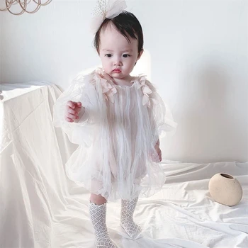 2023 Pozimi Malčke Baby Xmas Obleko Obleko Princesa Obleko Photoshoot Venčni Čipke Til Obleka za Malčke Baby Bodysuit za Dekleta