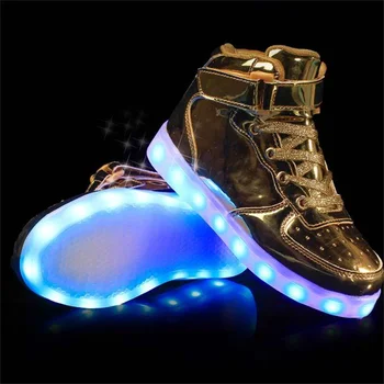 Moda 2022 Nov Slog USB Polnjenje Visoko-top Svetlobna Čevlji za Odrasle LED Luči Čevlji Pisane otroške Superge DX00602