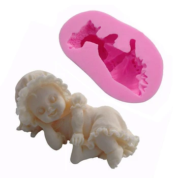 3D Fondat Torto Plesni Silikonski Kalup Angel Baby Dekle Milo Plesni Peko Dekoracijo Nonstick in Toplotno Odporen Večkratno uporabo