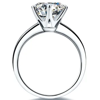 Krasen 3Ct Krog Cut Diamond Zaročni Prstan za Ženske Platinum 950 Obroč Najboljši Predlog Nakit