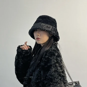 GOPLUS Pozimi Toplo Vedro Klobuki Harajuku Black Chapeau Femme Barva Moda Debele Casquette Sneg Runo Sombreros De Mujer