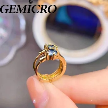 Gemicro Pravi 925 Srebro 5 mm Modra Moissanite Diamond GRA Mimo Tester Hoop Stud Uhani za Ženske Fine Nakit 18K pozlačeni