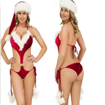 Božična seksi obleko dame klobuk pižamo seksi spodnje perilo brez rokavov perilo erotično spodnje perilo za vse letne čase