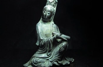 Kitajski Budizem Stare Baker Bron Guan Kwan Yin-Yin Boddhisattva Kip Bude