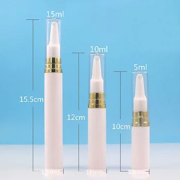 5ML bela brezzračnim steklenico dolgo Zlato vakuumske črpalke jasno pokrov losjon emulzija serum vzorec oči bistvo nego kože pakiranje
