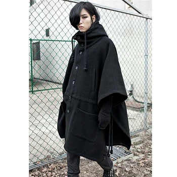 Moške volnena plašč jesen/zima korejska različica bat hooded cape moški srednje in dolge volnene plašč cape trend