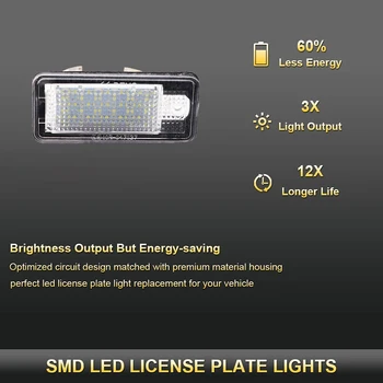 Avto LED Številka Licence Ploščo Svetlobe Žarnice 12V LED Belo Svetlobo za Audi A3 S3 8P A4 B6 B7 A5 A6 4F V7 A8 S8 C6 Cabriolet