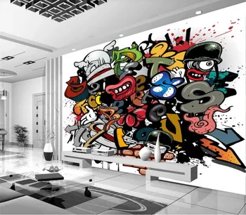 Po Meri Stene Papirja Dnevna Soba Ozadju Grafiti Hip Hop Stil, Barve Art Steno Pokrivna Doma Dekor Zidana Ozadje