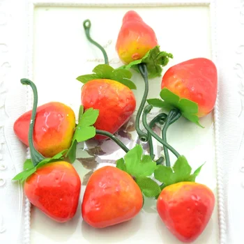 10pcs umetno simulacije strawberry sadje poročna dekoracija družino kuhinjsko mizo dekoracijo DIY sadje košarice okraski