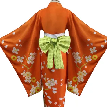 Anime Danganronpa 2 Hiyoko Saionji Cosplay Kostum Ženske Kimono Oranžno Obleko Za Noč Čarovnic Oblačila Kostuums