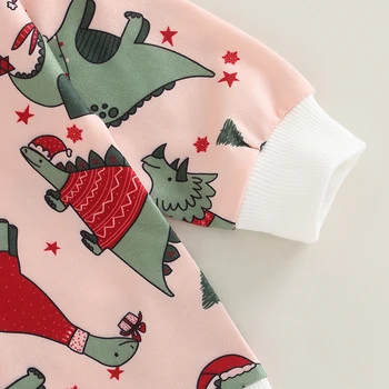 Baby Boy Božič Obleke Dinozaver Tiskanja Dolgimi Rokavi, Posadke Vratu Padec Obleka za Priložnostne Jumpsuit