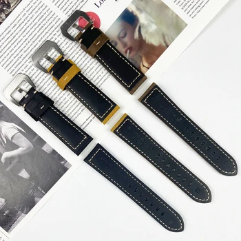 22 mm 24 mm 26 mm Luksuzne blagovne Znamke Watchband Retro Vintage Italija Tele Konjsko Usnje za Panerai Trak Watch Band Moških Trak Zapestnice