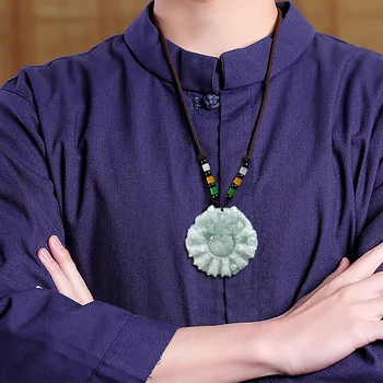Burmanski Jade Smaragdno Devet Zmajev Obesek Pribor Nakit Ogrlica Vklesan Amulet Gemstone Naravnih Modni Moški Jadeit Zelena