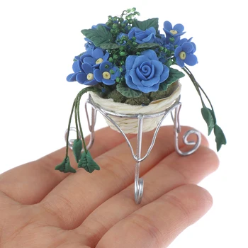 1pc 1:12 Lutka Hiša Miniaturne Rože Mini lončnica Cvetje Pot Lutke Dekor Bonsaj Model Pravljice Vrtni Okras