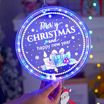 2023 Novo Leto 3D Disk Viseče Luči LED Santa Claus Glasbe Luči Božič Dom Okraski Luči Navidad Noel Dekoracijo 2022