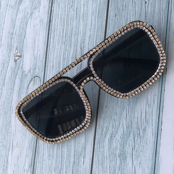ZAOLIHU Poceni Kvadratnih Mens sončna Očala Črna Roza Objektiv UV400 Ženske Očala Zlati Diamond Verige sončna Očala Gafas de sol