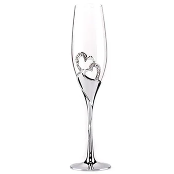 Kristalno diamant v obliki srca Šampanjec Pokal Nastavite mehurček ognjeni Stekla Poročno Darilo par kozarcev vina