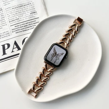 Kovine, iz nerjavečega jekla, trak za apple watchband 44 42mm Ženske zapestnica 41mm 45mm correa apple watch serie 7 6 5 4 MP 40 mm 38 mm