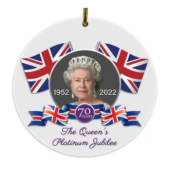 Elizabeta II Matic Božič Visi Drevo Ornament Spominkov Obesek Queen ' 70 Slavno Let Britanski KRALJESTVU Letnik Dekor Darila