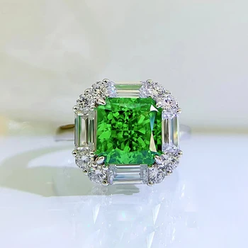 925 sterling srebro kvadratnih smaragdno nišo design visoko vsebnostjo ogljika diamantni prstan žensk sijoče poročni nakit