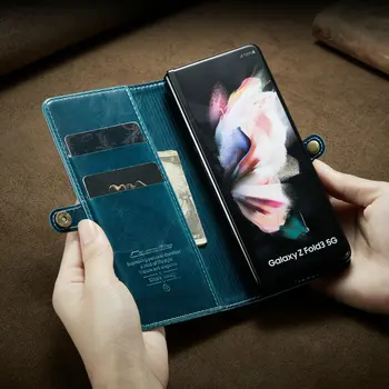 CaseMe Luksuzni Denarnice Stojalo Ohišje Za Samsung Ž Krat 3 2 Sim Reže Knjiga Slog Telefon Kritje Retro Usnje Magnetni Primeru Ž Fold3 5G