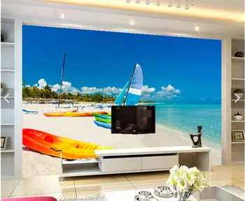 Po meri 3d freske,Morskih Čolnov Obali Jadranje Nebo Plaži Narave ozadja,dnevni prostor kavč, TV steni spalnice de papel parede