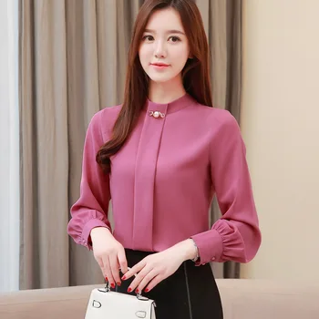 Elegantne Dame Vrhovi Jeseni 2021 Ženske Bele Šifon Bluzo Priložnostne Korejski Slim Majica Dolg Rokav Majica Fashion Ženske Ulične