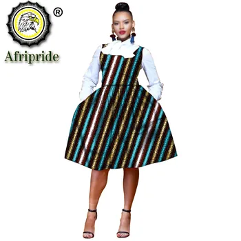 Afriške Tiskanja Obleke za Ženske, O-Izrez brez Rokavov Visoko Pasu Ankara Obleko Plus Velikost Oblačila Modni Stranka Nositi S2025042