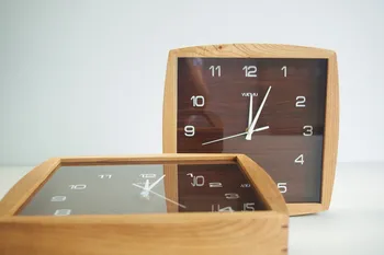 12 Simple square masivnega lesa ure lesene stenske ure Japonski prvotne lesene stenske ure