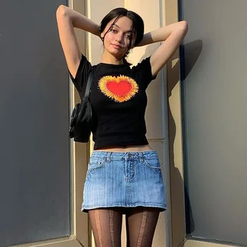 Kitajski priložnostne črna ženska slog harajuku T-majice kratek pridelek vrh votlih majica off sexy poletne majica