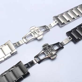 Krivulja koncu iz nerjavečega jekla original moški trak za Armani AR2447 2448 2434 2432 2433 serije watchband 22 mm black srebrna zapestnica