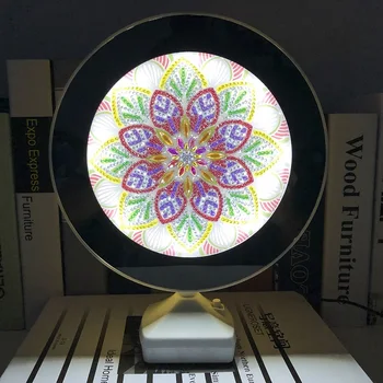 DIY Svetlobna Ogledalo LED Luči Diamond Slikarstvo Mandala Slog Posebno Oblikovan Diamond Slikarstvo Ličila Ogledalo Prodaje Diamond Mozaik