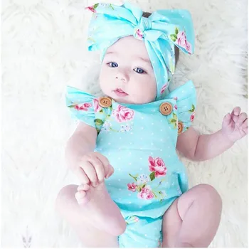 2020 Malčke Baby Dekleta Obleke Poletje Cvet jumpsuit 0-24M Baby Dekleta Novorojenega Dojenčka Toddle Bebes Eno-Kos Telo Obleko Kostum