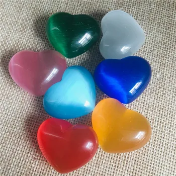 Naravne mačke oči multicolor kristalno srce, 7 vrst multicolor quartz kristal srca