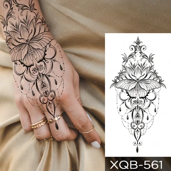 Nepremočljiva Začasni Tattoo Nalepke Luna Henna Lotus Mandala Totem Flash Tatto Ženske Moški Nevesta Prsih Roko Body Art Ponaredek Tetovaže