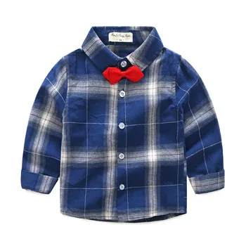 Visoka kakovost novo Pomlad Jesen otroci Long sleeve majica fant dekle bombaž trak Kariran bluzo priložnostne baby toddler otroci oblačila